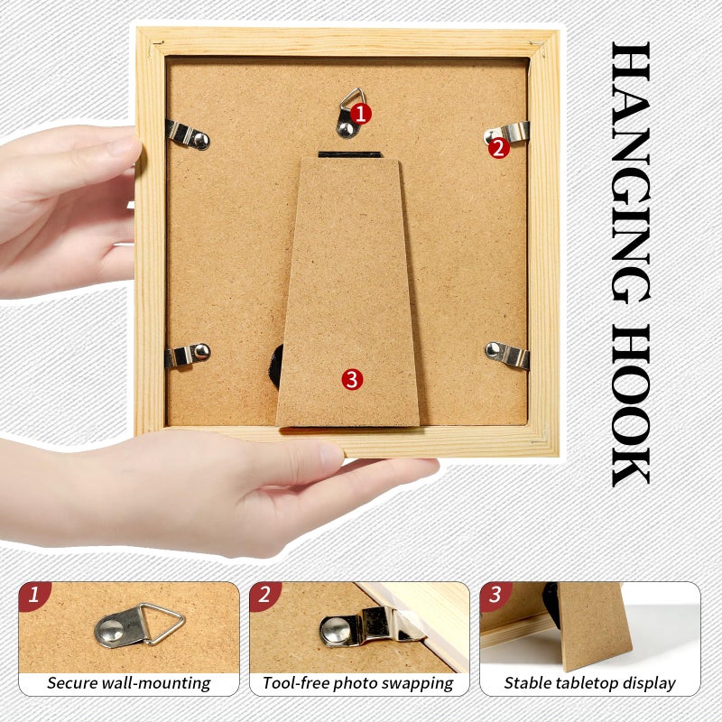 WUTL Picture Frames 6x6 2 Pack Made of Solid Wood Black for Wall Mounting and Tabletop Display - Image 5